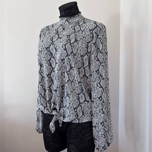 Guess snake print long-sleeve blouse